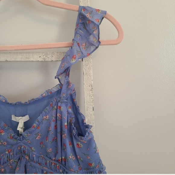 Joie NWT Medium 100% Silk floral ruffle dinesha lightweight top - Picture 4 of 12